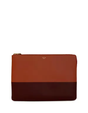 Celine Rust Bi-Color Leather Solo Clutch Pouch Bag