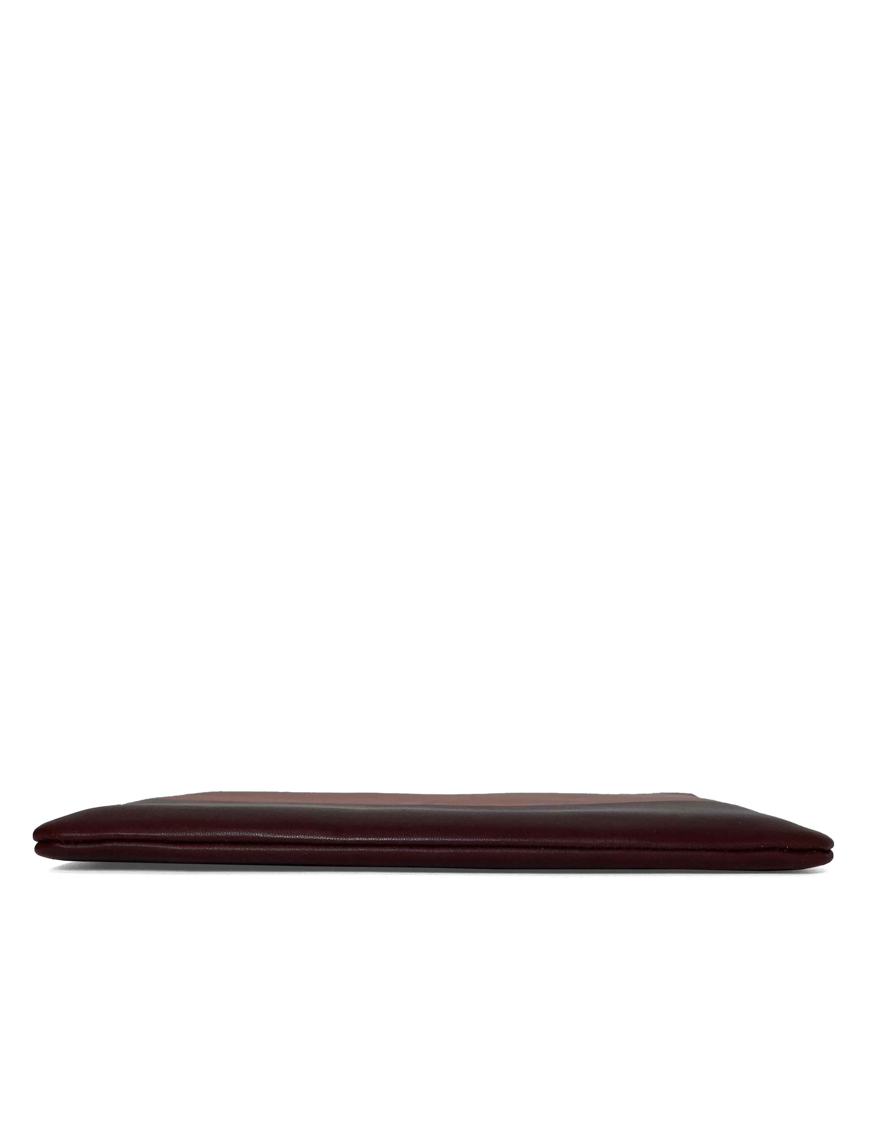 Celine Rust Bi-Color Leather Solo Clutch Pouch Bag
