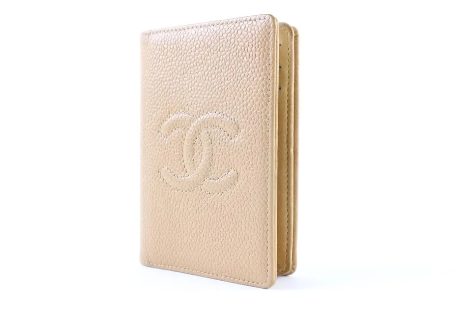 Chanel Beige Caviar Card Holder Wallet case 226858