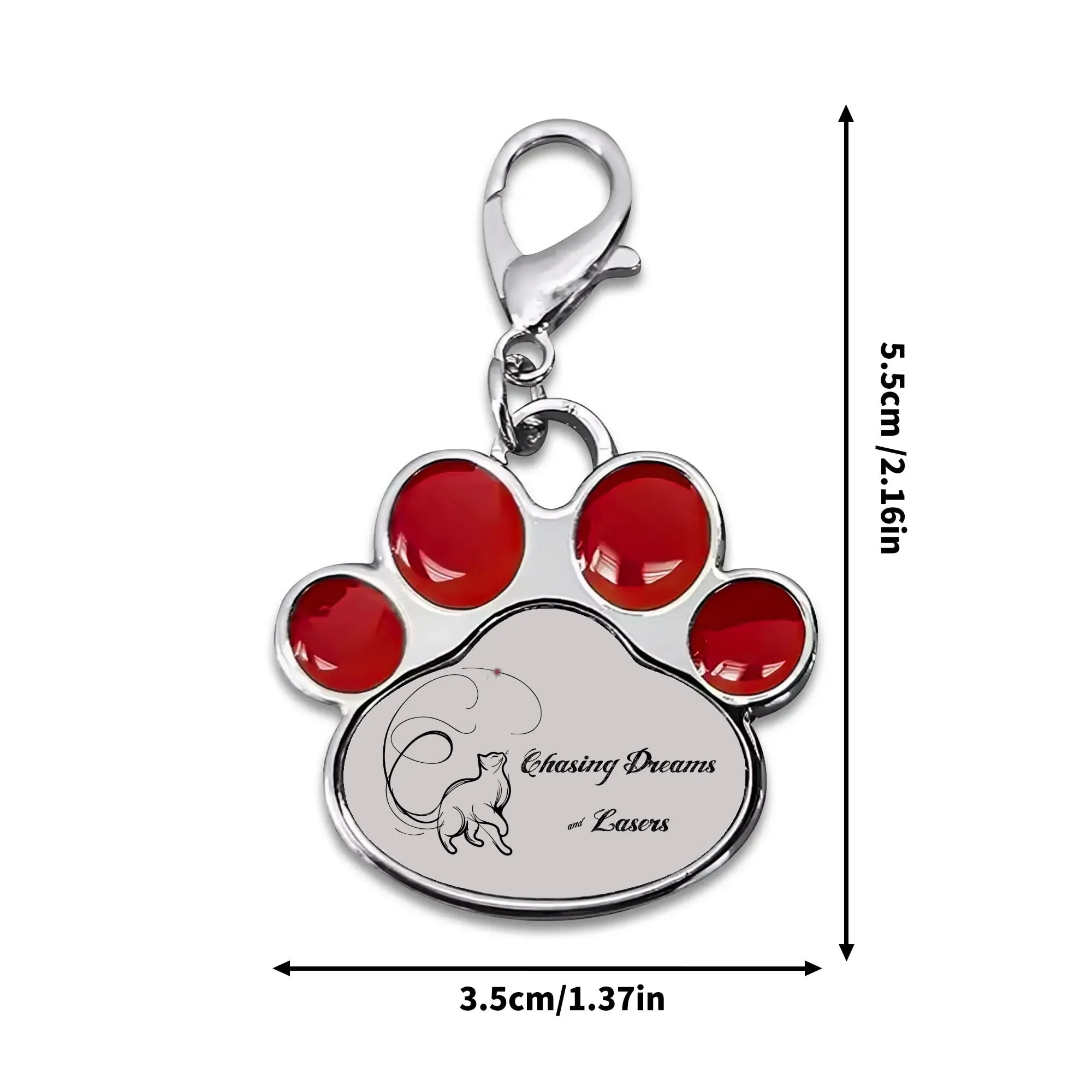 Chasing Dreams & Lasers Typographical Art Printed Paw Shaped Pet Tag
