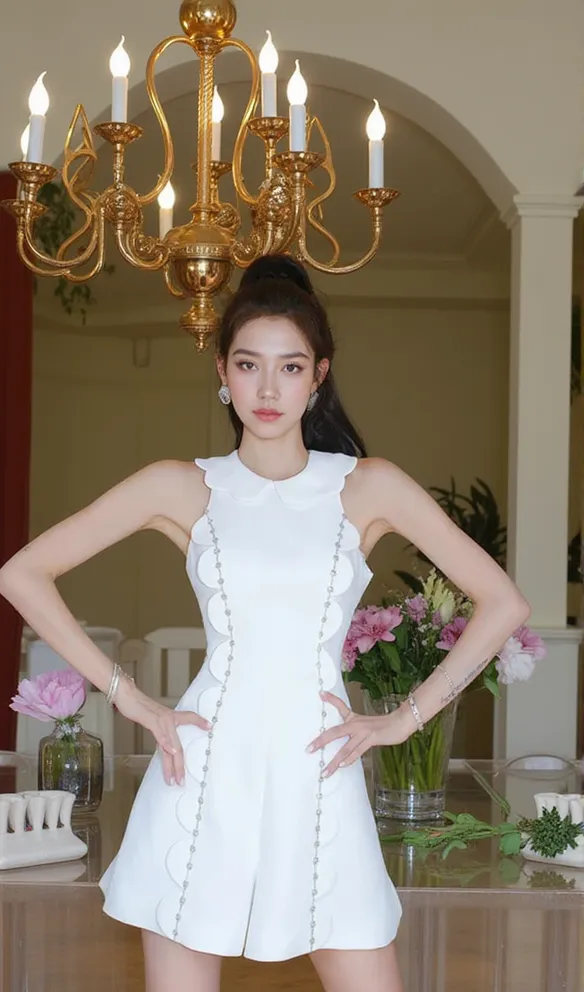 CHAYA WHITE SLEEVELESS RHINESTONE EMBELLISHED ROMPER
