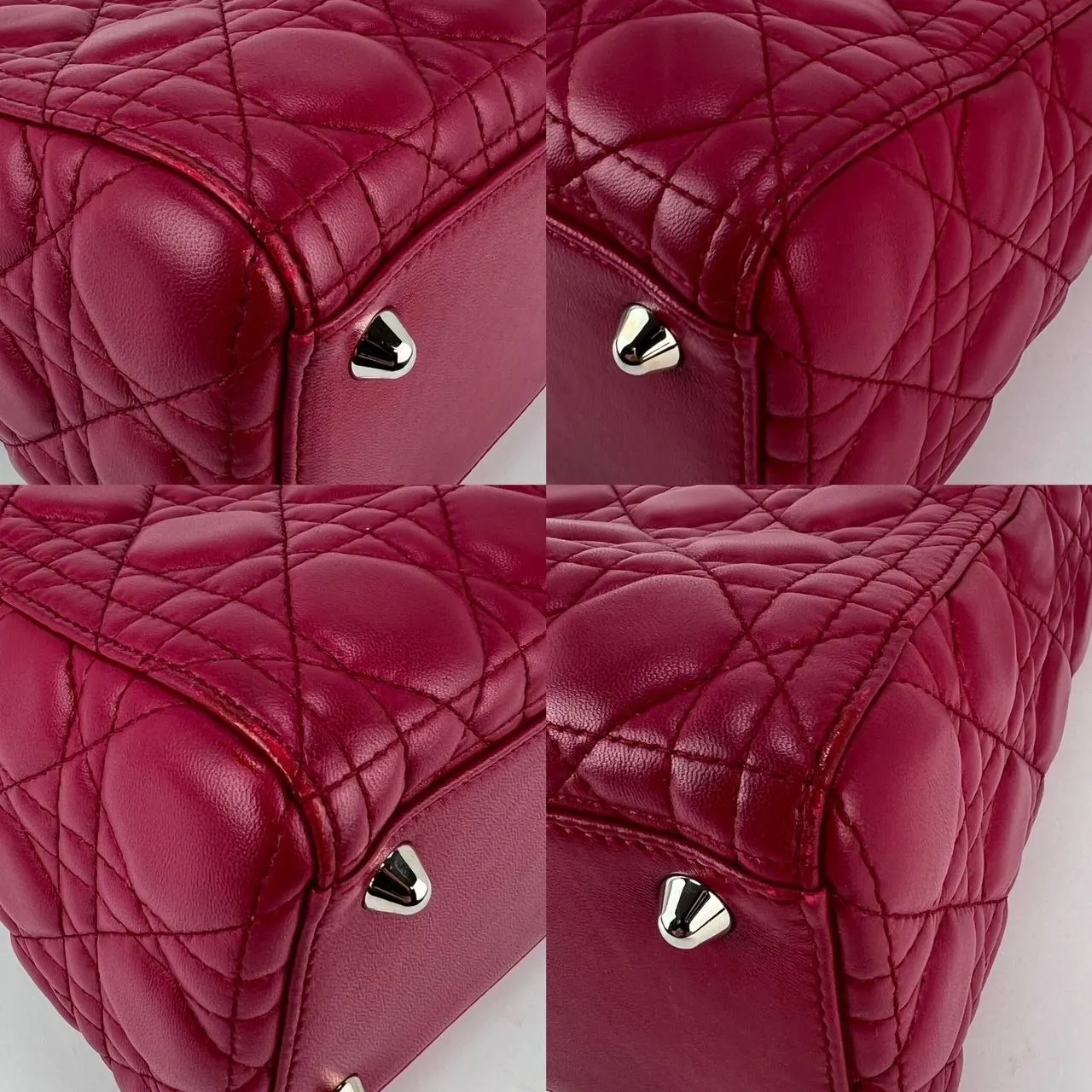 Christian Dior Lambskin Cannage Large Red Lady Dior Shoulder Bag