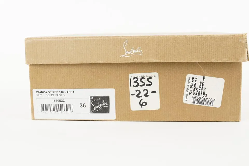Christian Louboutin Nude Beige Bianca Spikes 140 Nappa 433cl32