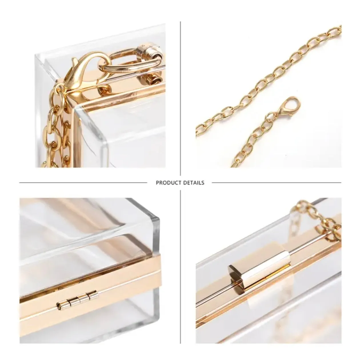 Clear Gold Clutch Evening Bag