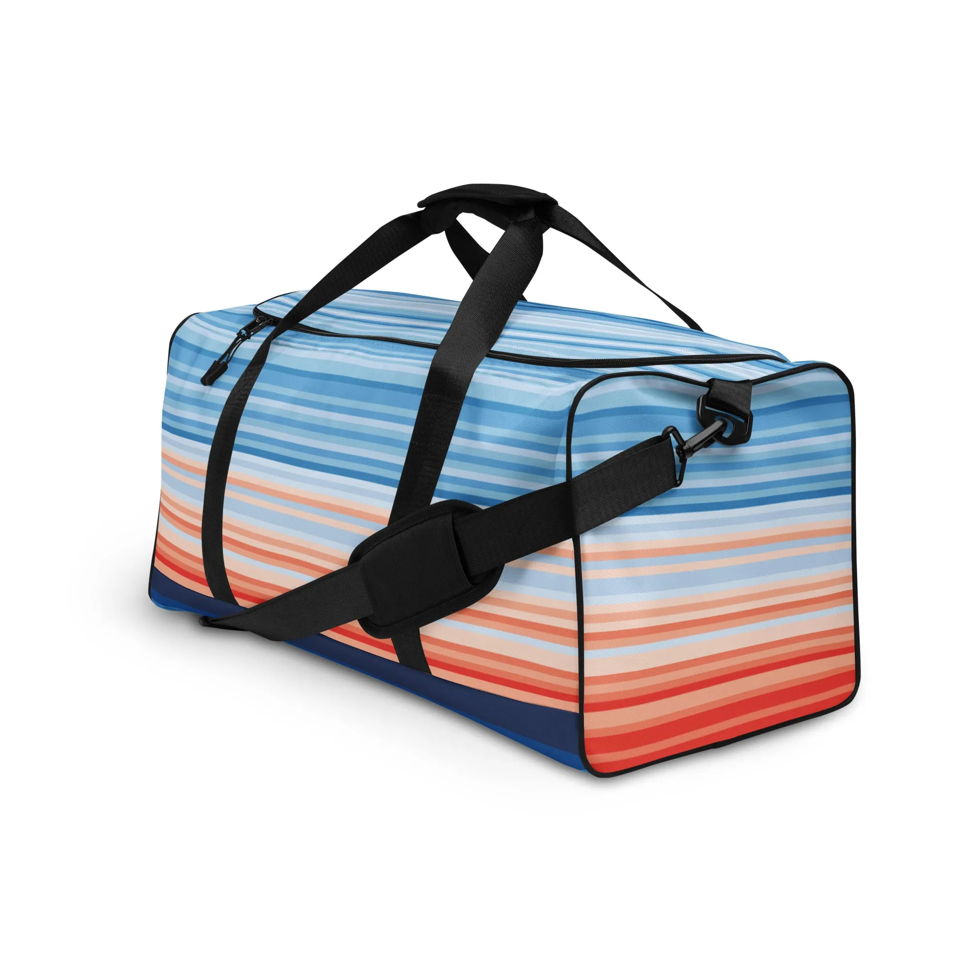 Climate Change Global Warming Stripes - Sustainably Made Duffle bag
