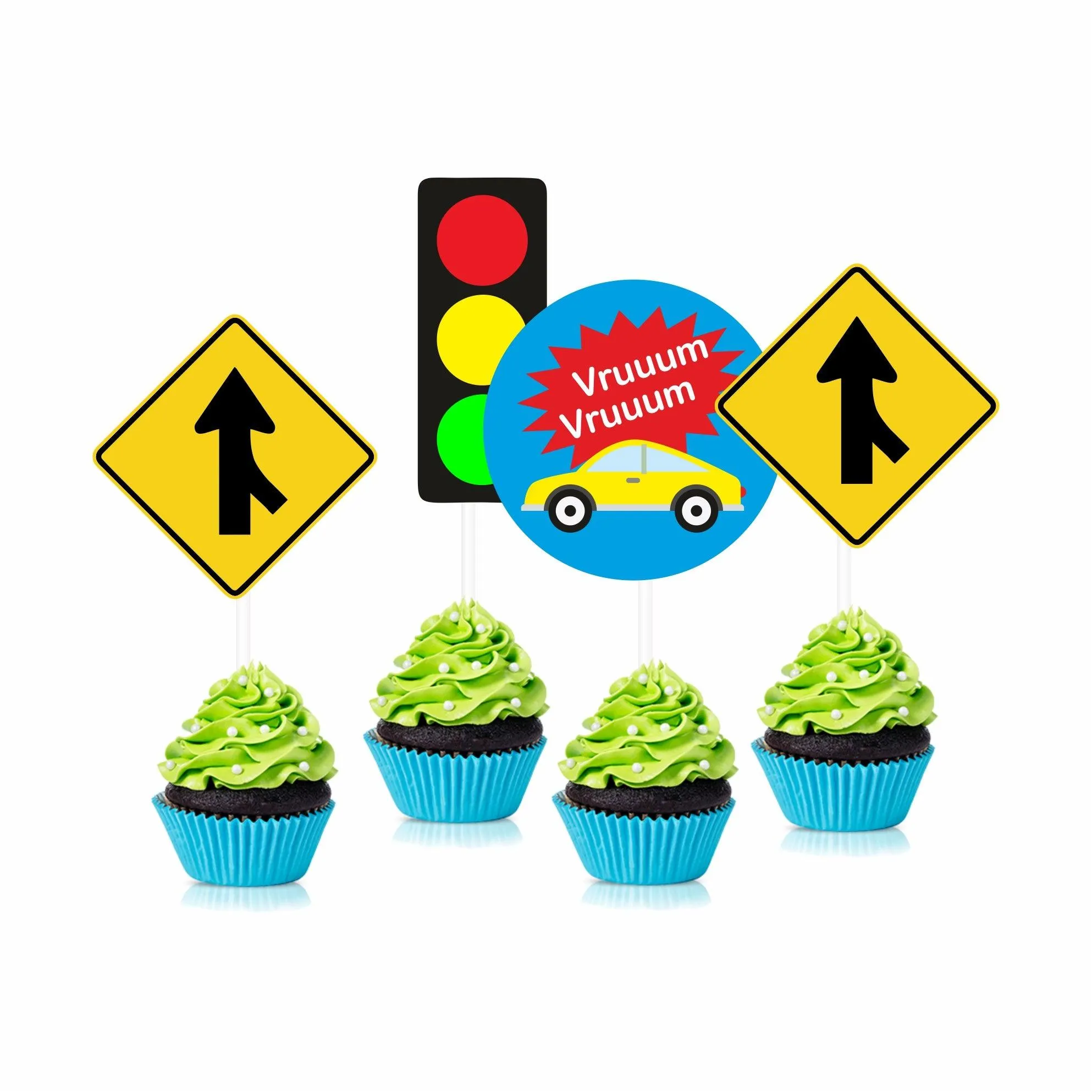 Colorful Cars Theme Cupcake / Food Toppers