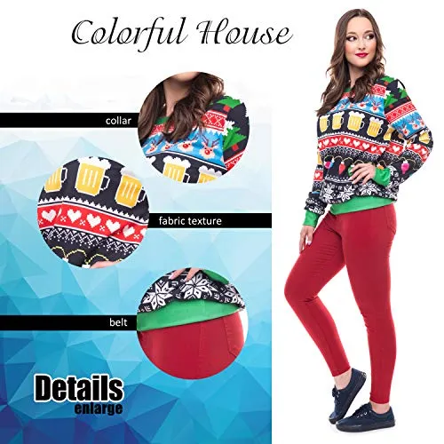 Colorful House Unisex's Ugly Christmas Jumper Sweater, 3D Digital Print Sweatshirt (X-Large, Beer)