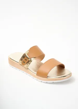 Comfort width sequined mule