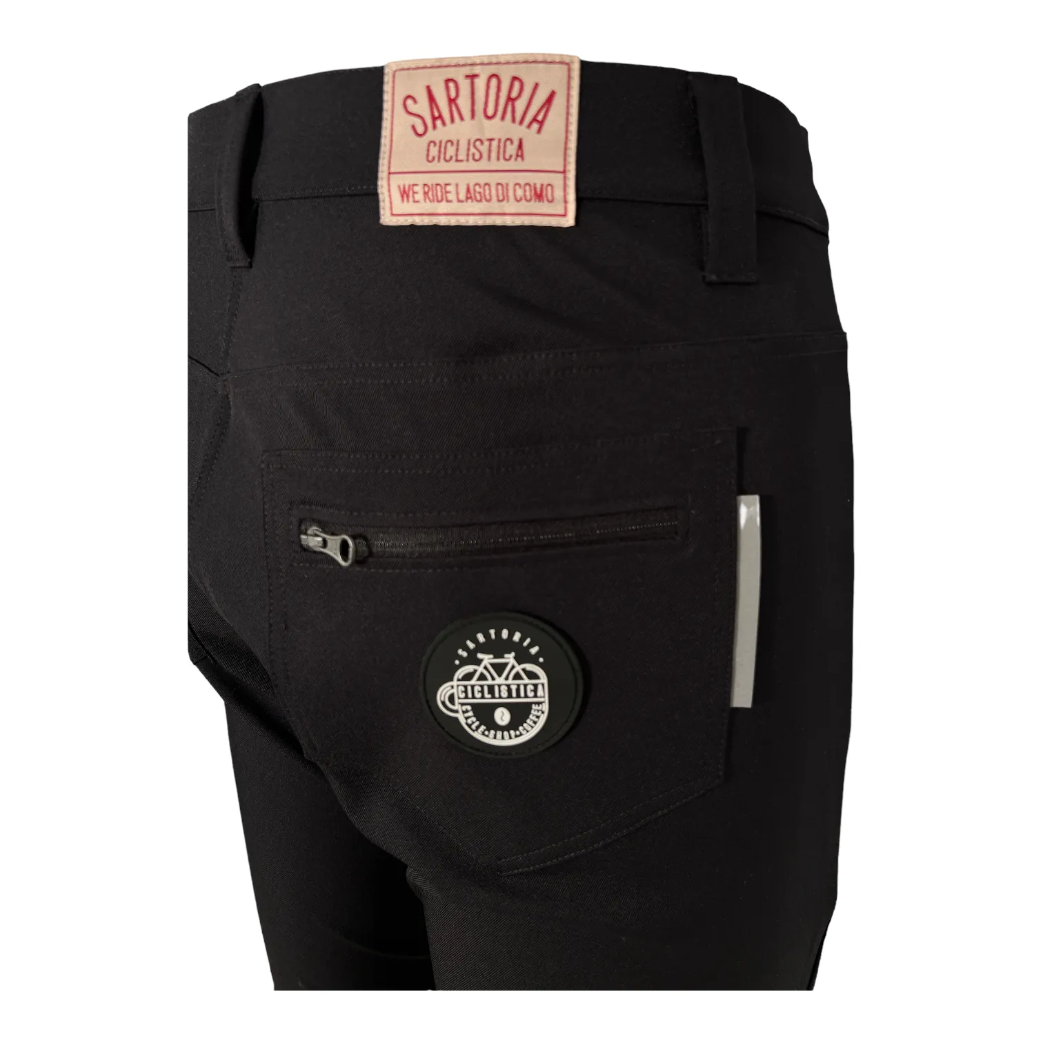 Commuting trousers with reflective details