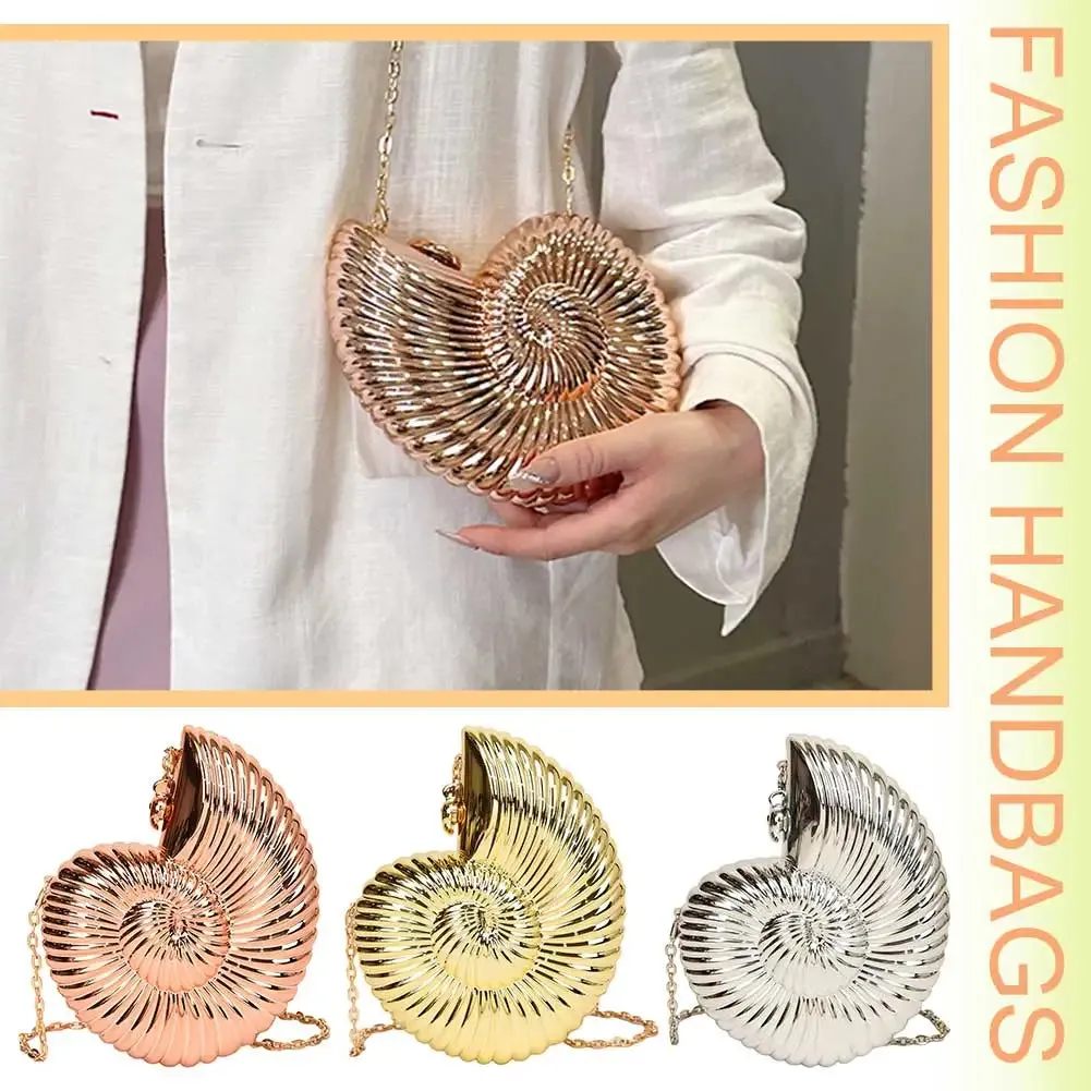 Conch Shape Evening Clutch Purse Acrylic Fashion Evening Bags Stylish Shoulder Bag Stylish Crossbody Bag for Wedding Party