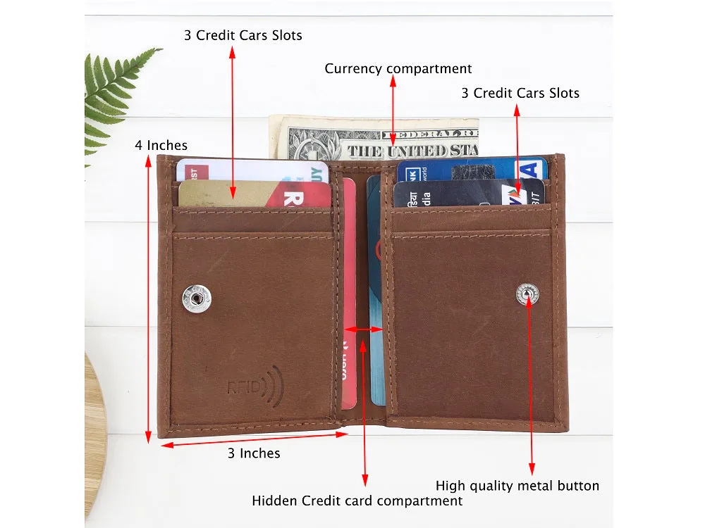 Credit Card Case & Currency Slot |Snap Button Closure RFID # 1977L