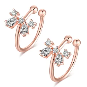 Crystal & Cubic Zirconia 18K Rose Gold-Plated Bow Ear Cuffs