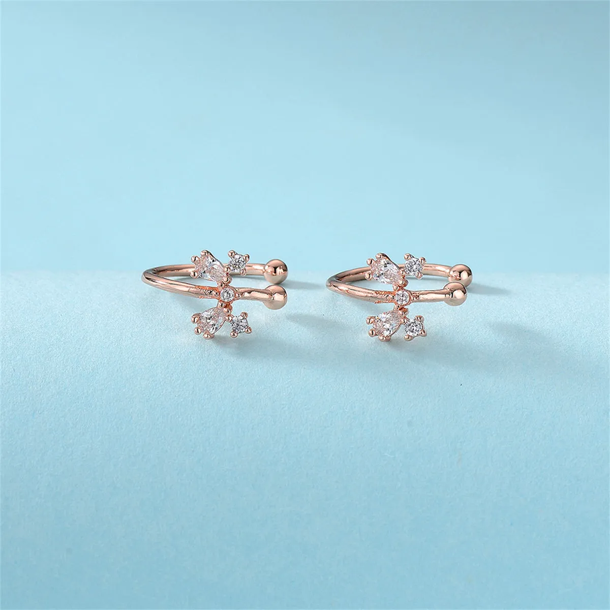 Crystal & Cubic Zirconia 18K Rose Gold-Plated Bow Ear Cuffs