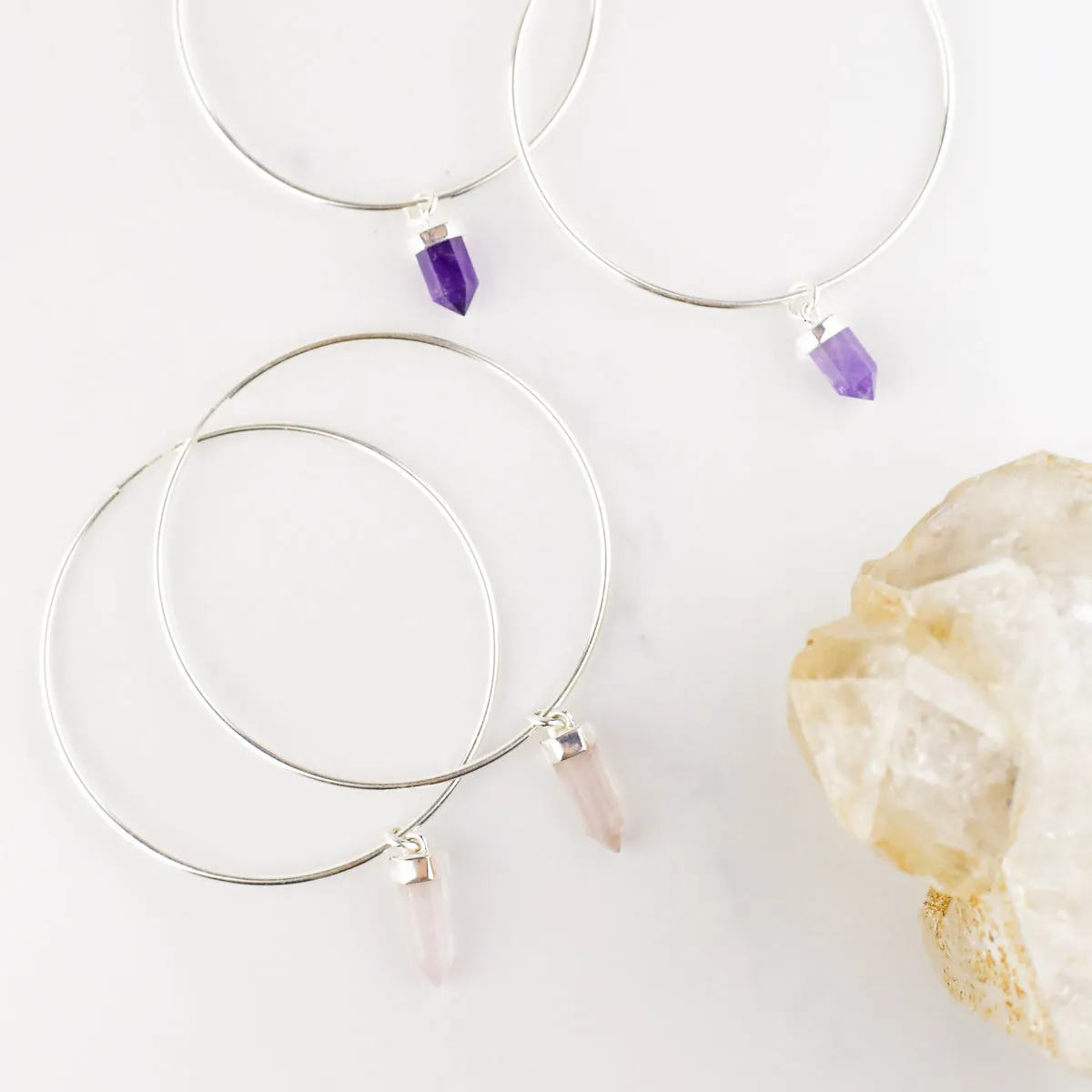 CRYSTAL HOOPS | AMETHYST