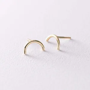 Curved Wire Stud Earrings Solid Sterling Silver Minimalist Jewelry