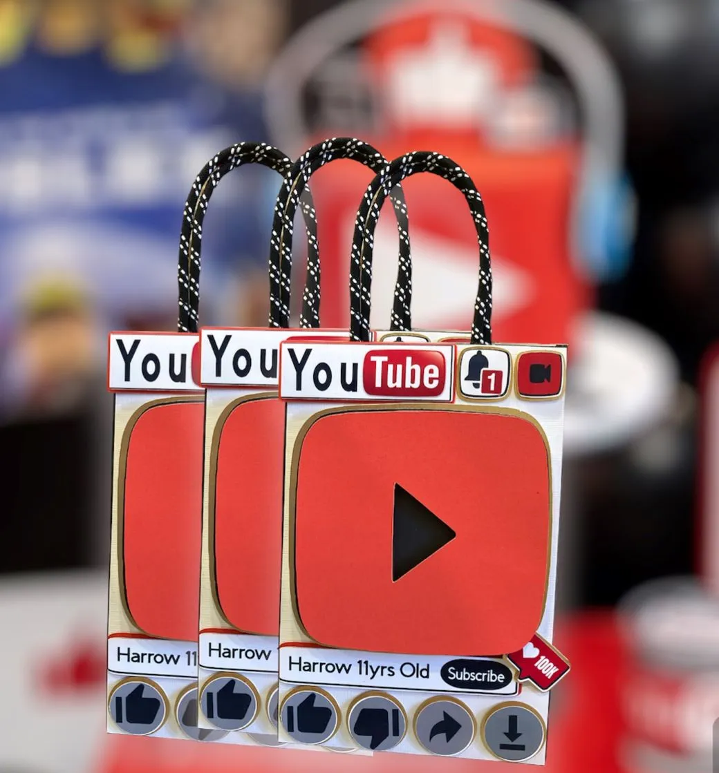 Custom YouTube Theme Party Bags / 10 pcs.