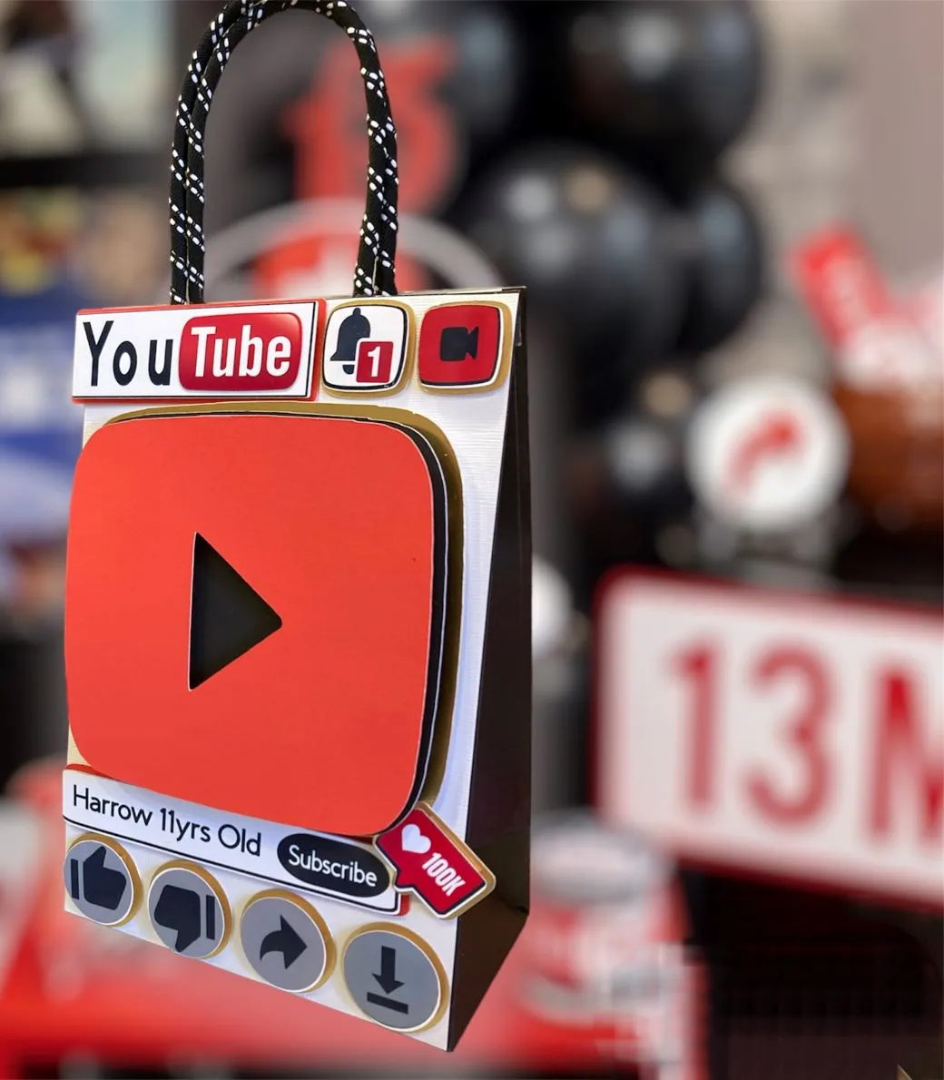 Custom YouTube Theme Party Bags / 10 pcs.