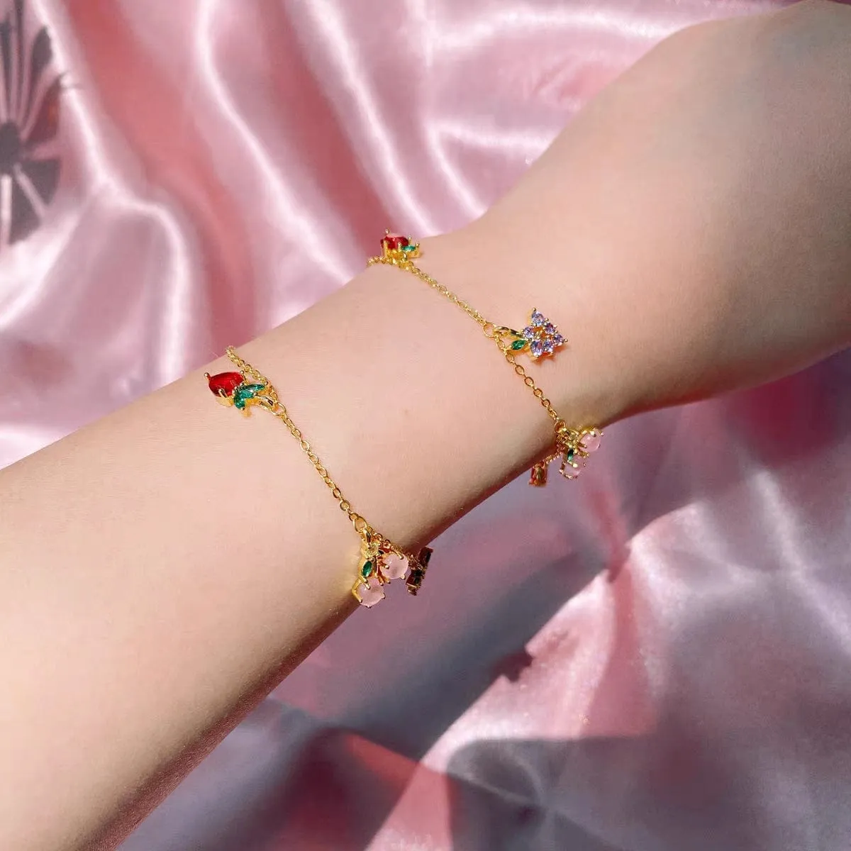 Dainty Colorful Crystal Fruits Bracelet