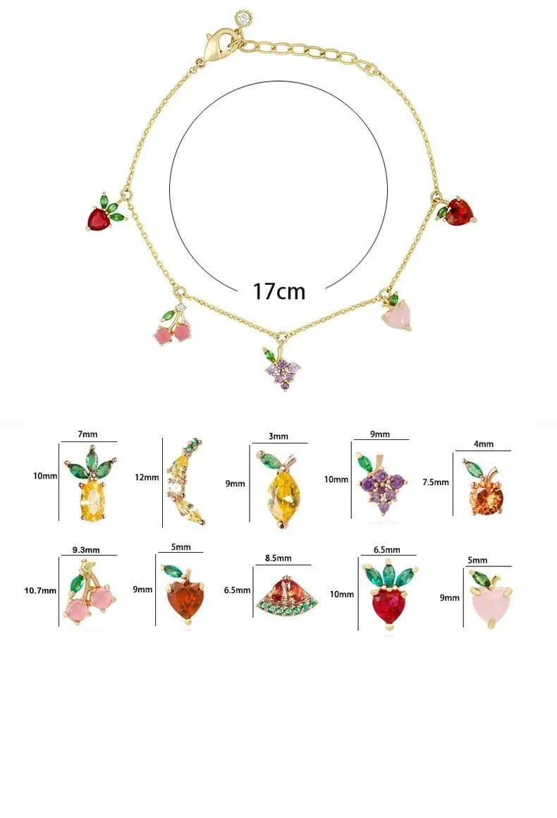 Dainty Colorful Crystal Fruits Bracelet