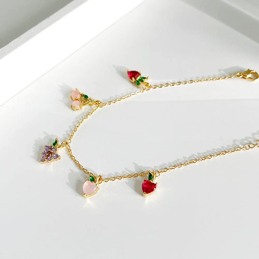 Dainty Colorful Crystal Fruits Bracelet