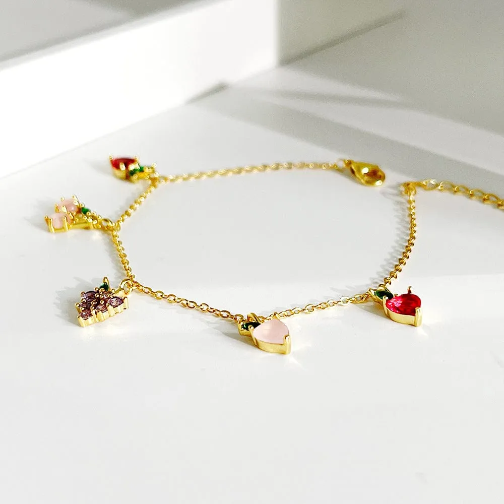 Dainty Colorful Crystal Fruits Bracelet