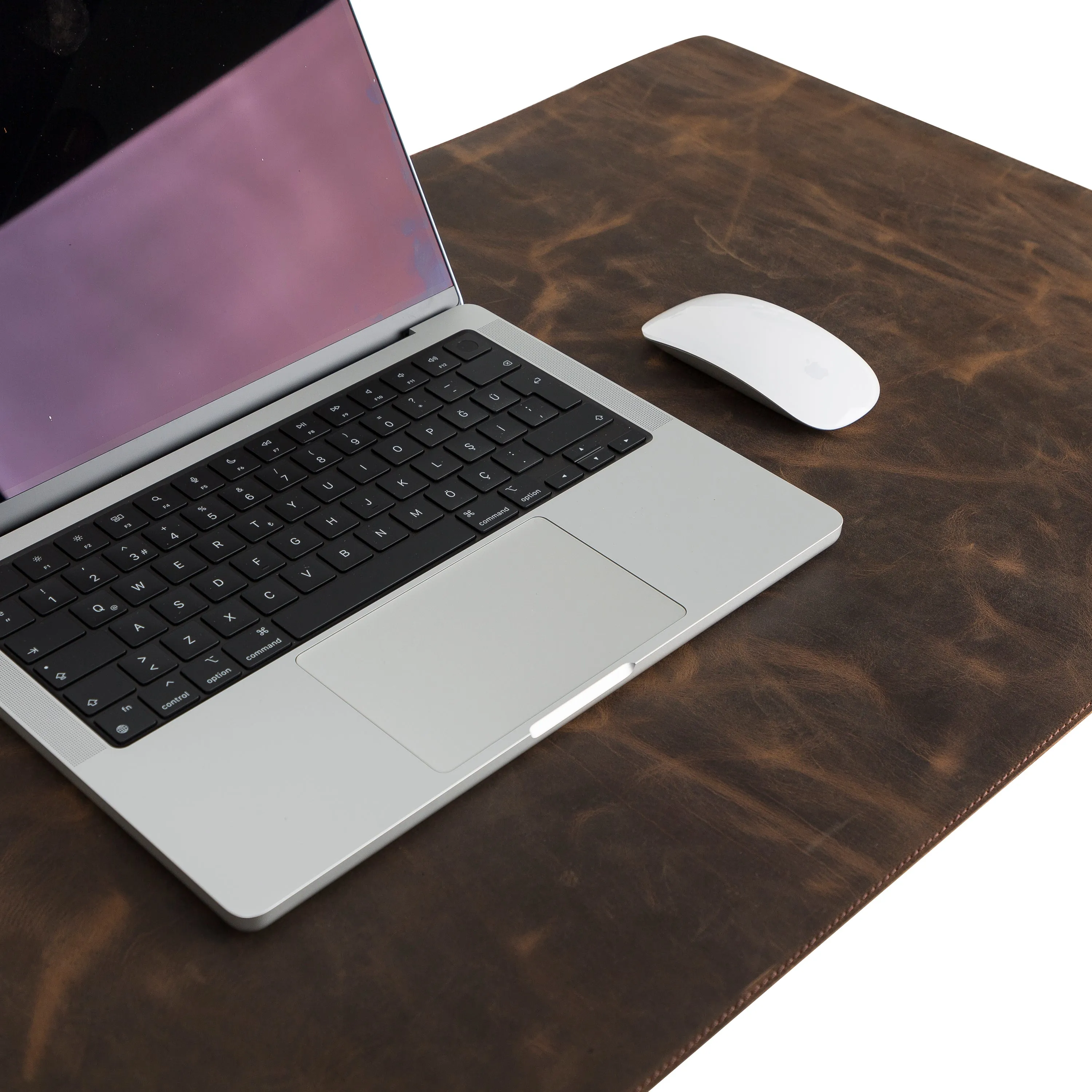 DelfiCase Genuine Dark Brown Leather Deskmat, Computer Pad, Office Desk Pad