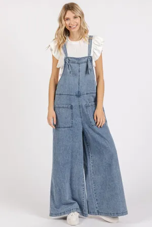 Denim Overalls w/ Knotted Adjustable Straps