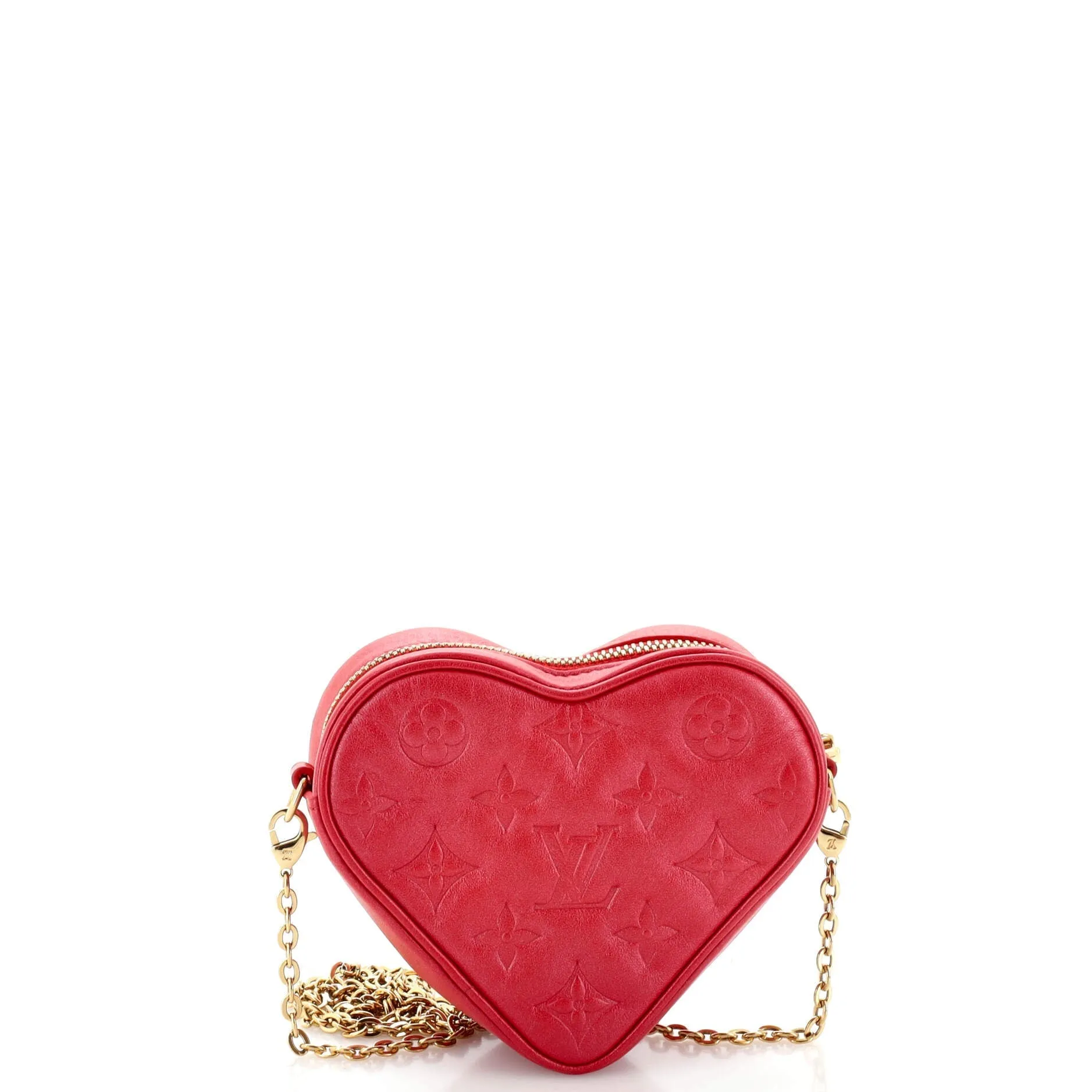Designer Coeur Heart on Chain Bag Monogram Embossed Lambskin
