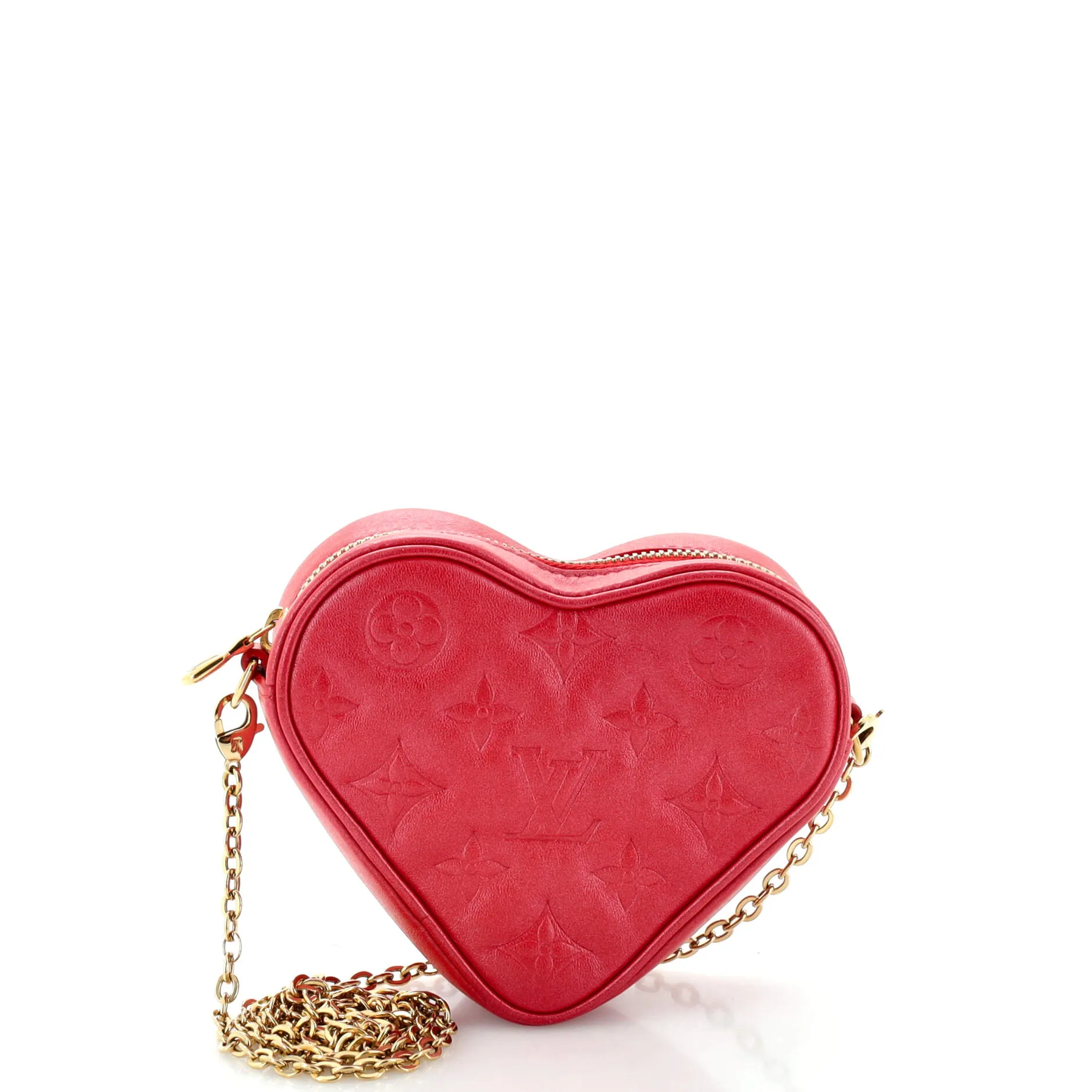 Designer Coeur Heart on Chain Bag Monogram Embossed Lambskin