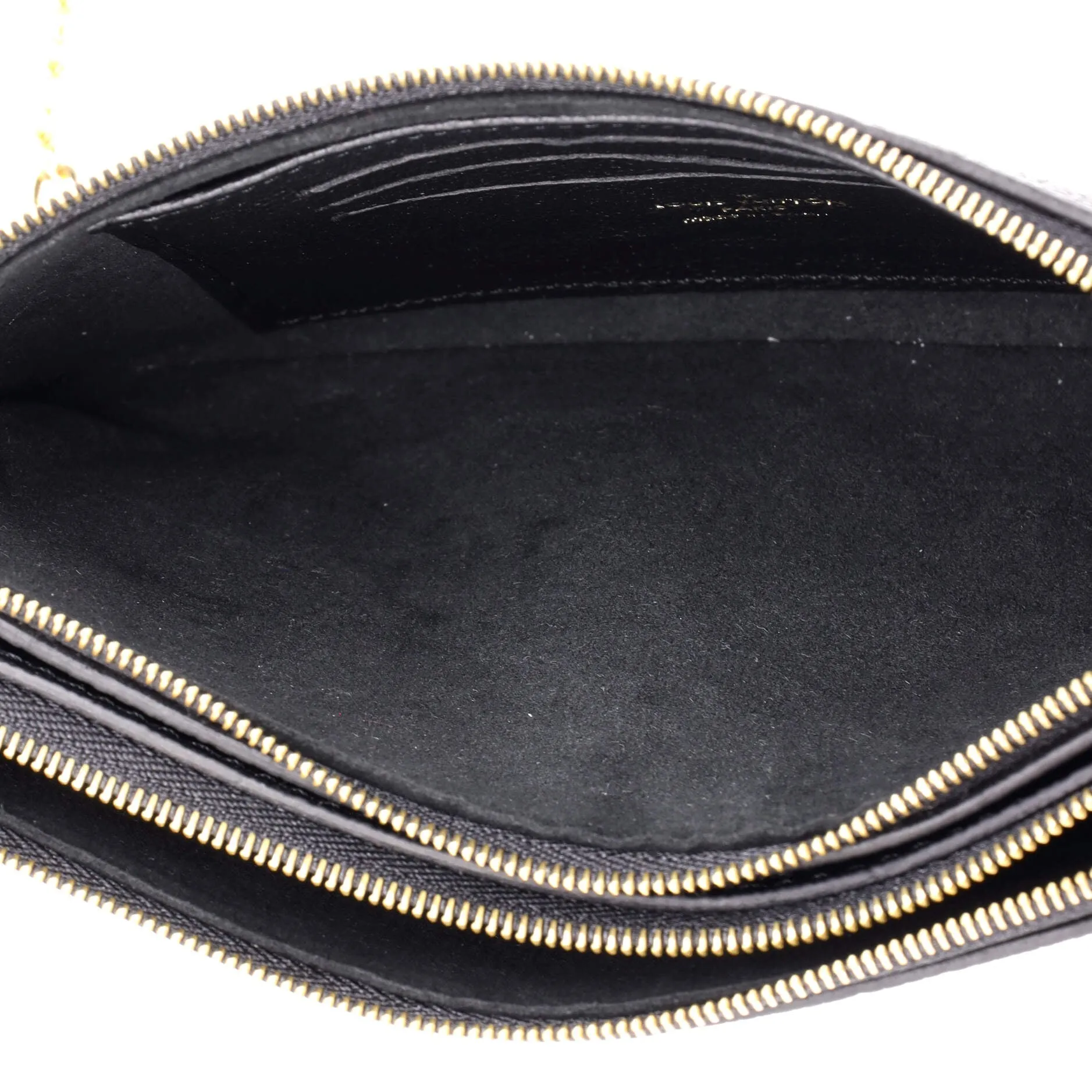 Designer Double Zip Pochette Monogram Empreinte Leather