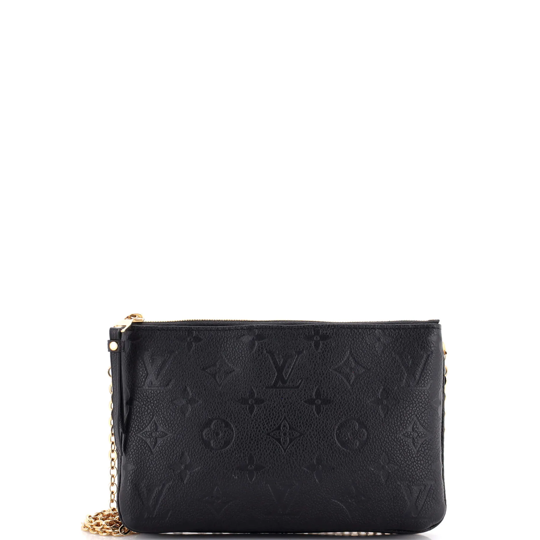 Designer Double Zip Pochette Monogram Empreinte Leather