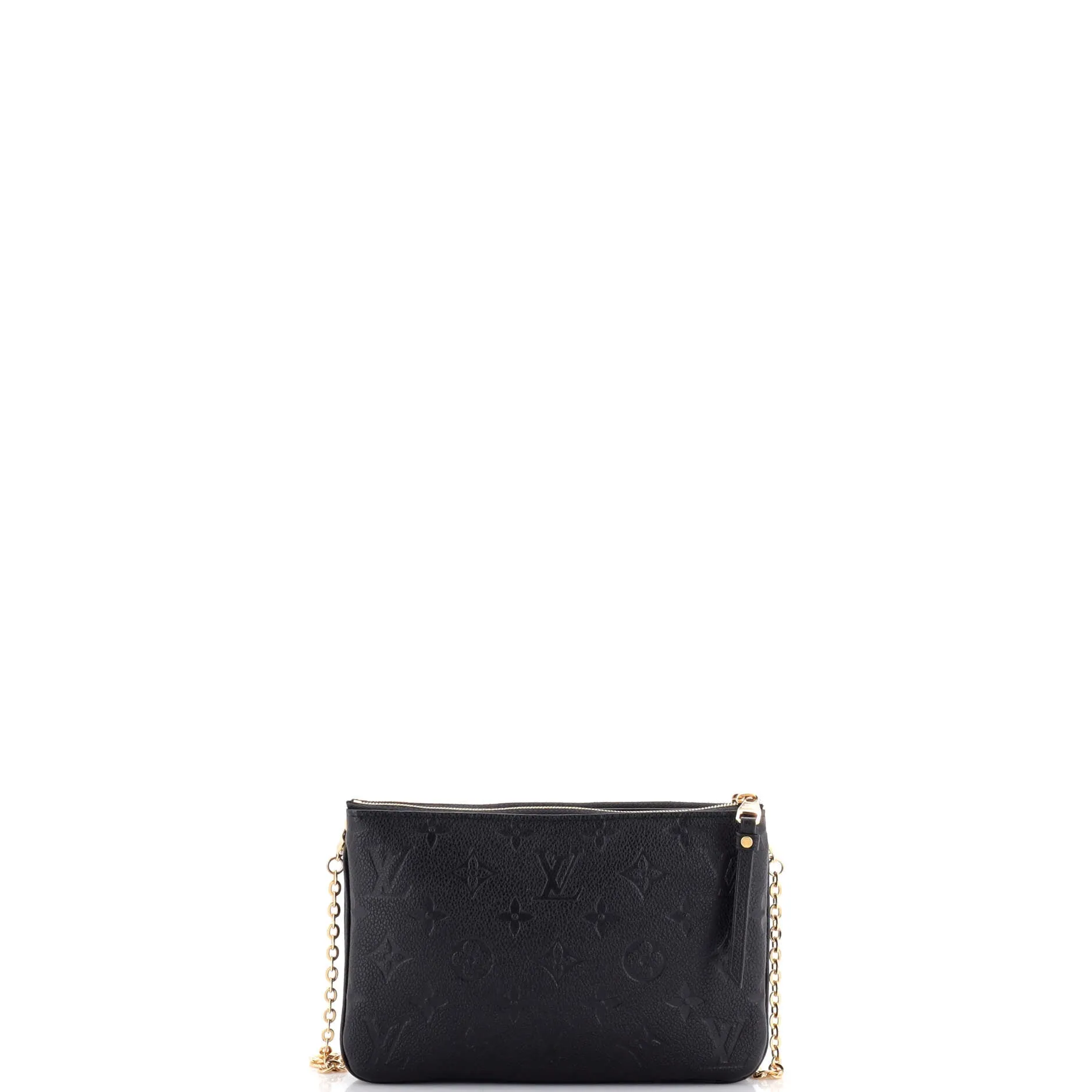 Designer Double Zip Pochette Monogram Empreinte Leather