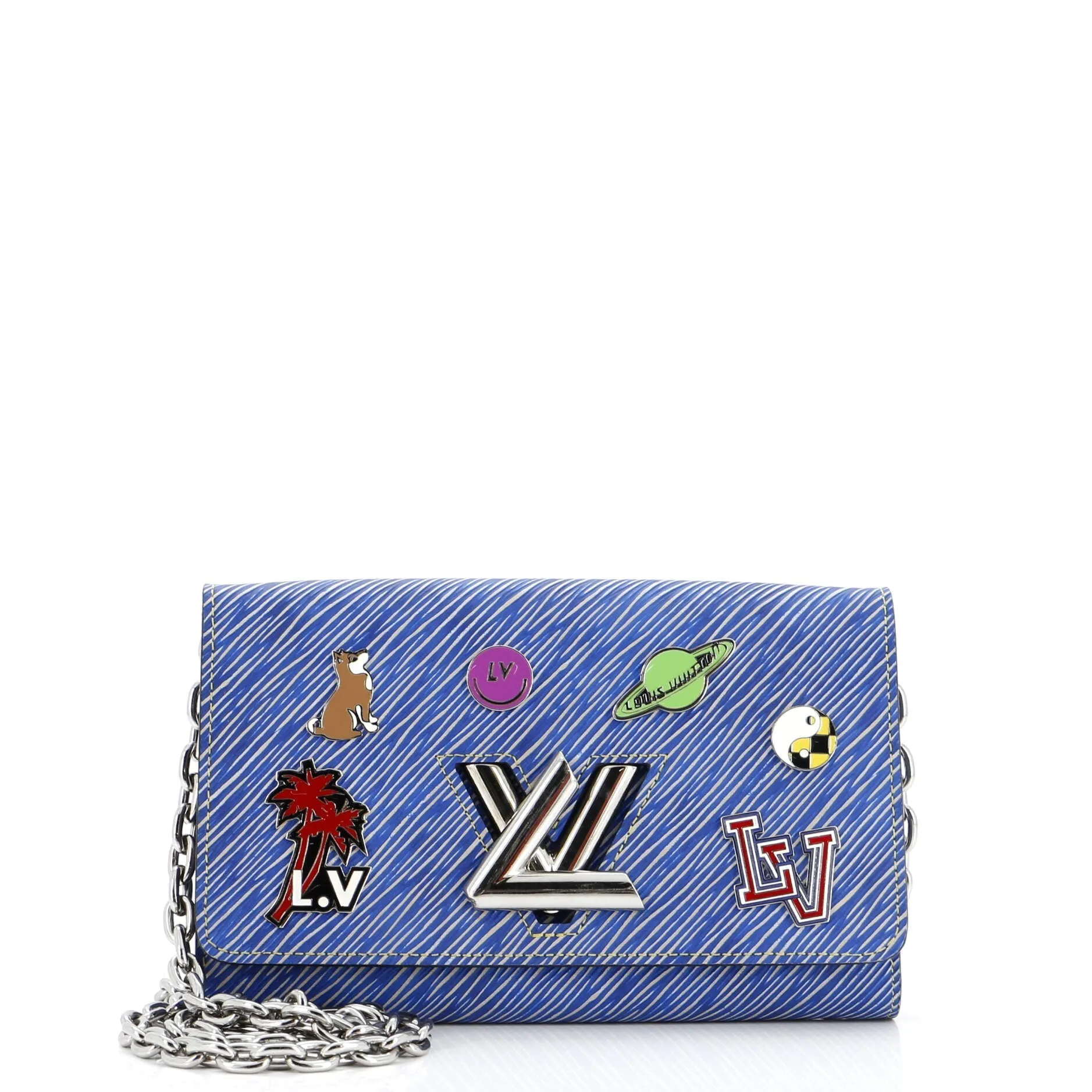 Designer Twist Chain Wallet Limited Edition Pin Embellished Epi Leather