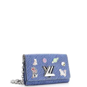 Designer Twist Chain Wallet Limited Edition Pin Embellished Epi Leather