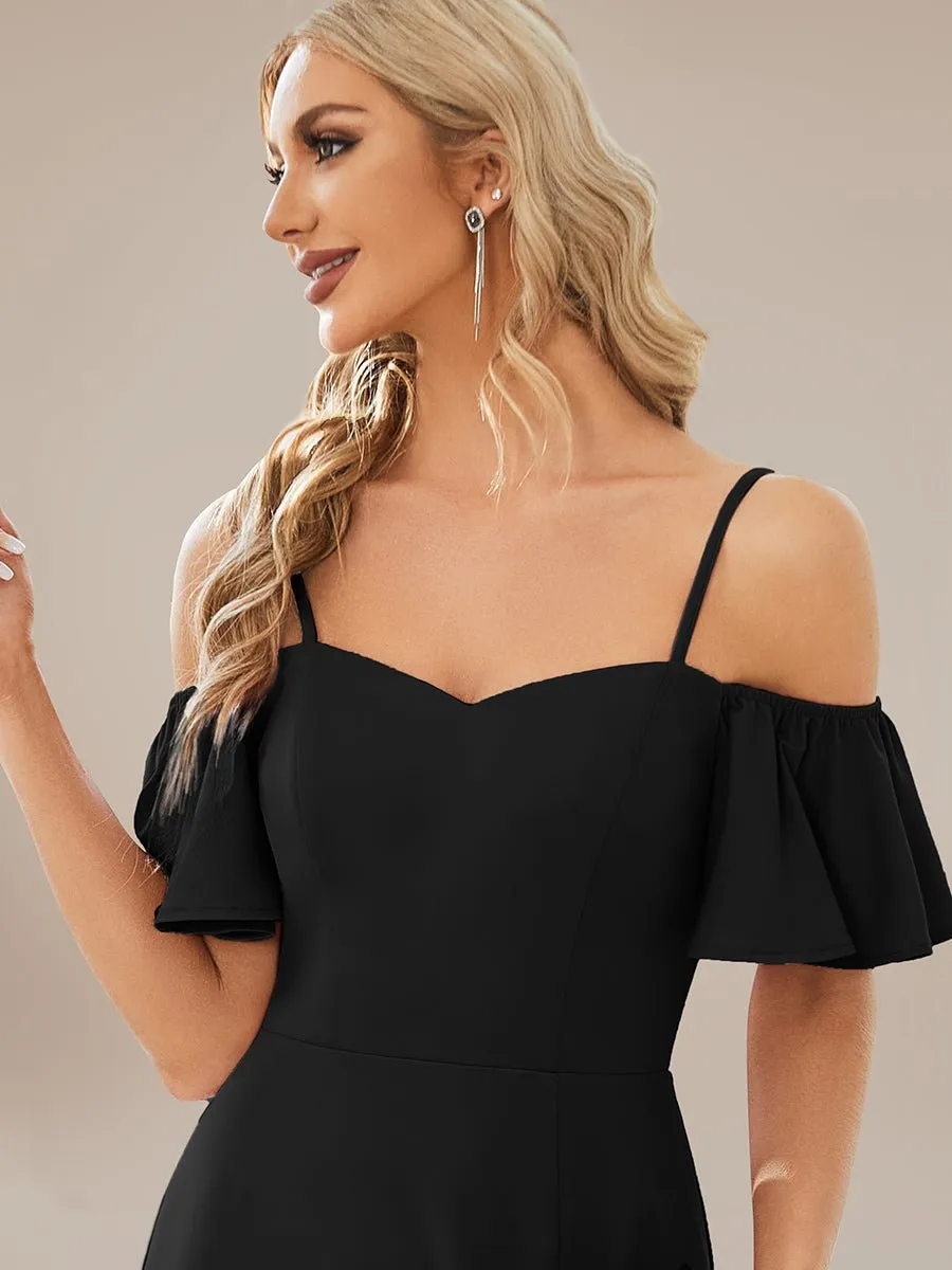 Diamond black drop sleeve ball dress with split s20-22 Express NZ wide