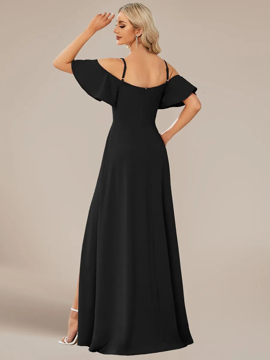 Diamond black drop sleeve ball dress with split s20-22 Express NZ wide