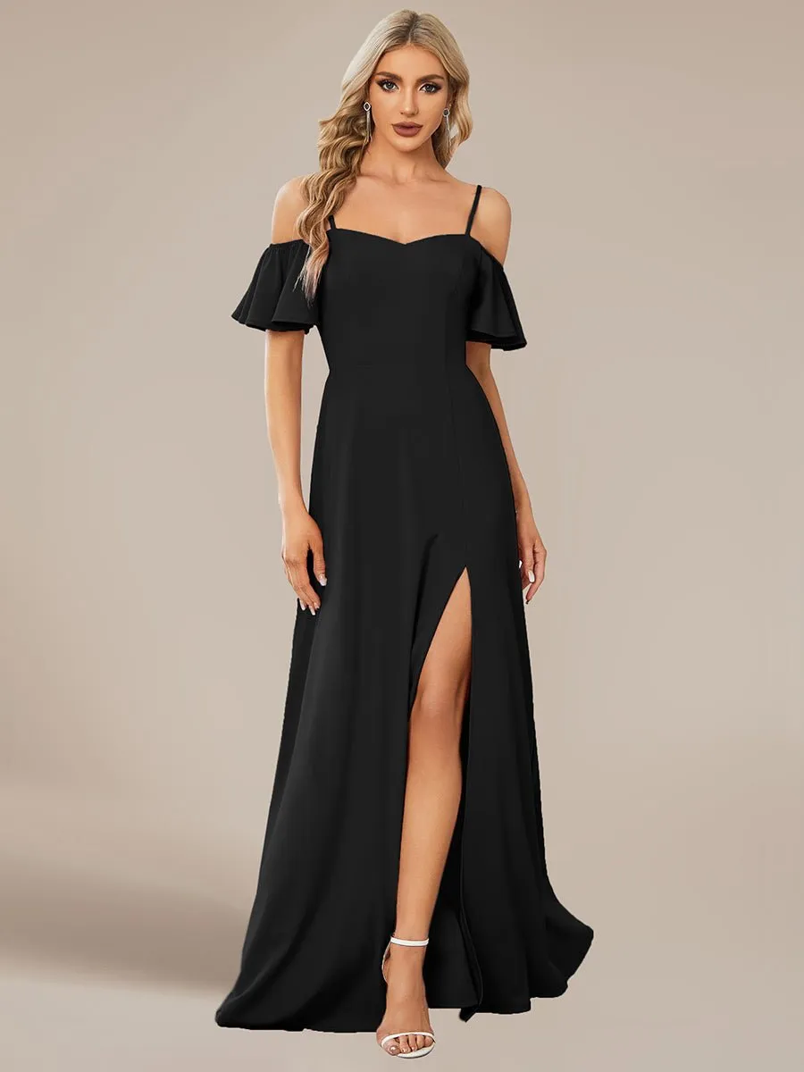 Diamond black drop sleeve ball dress with split s20-22 Express NZ wide