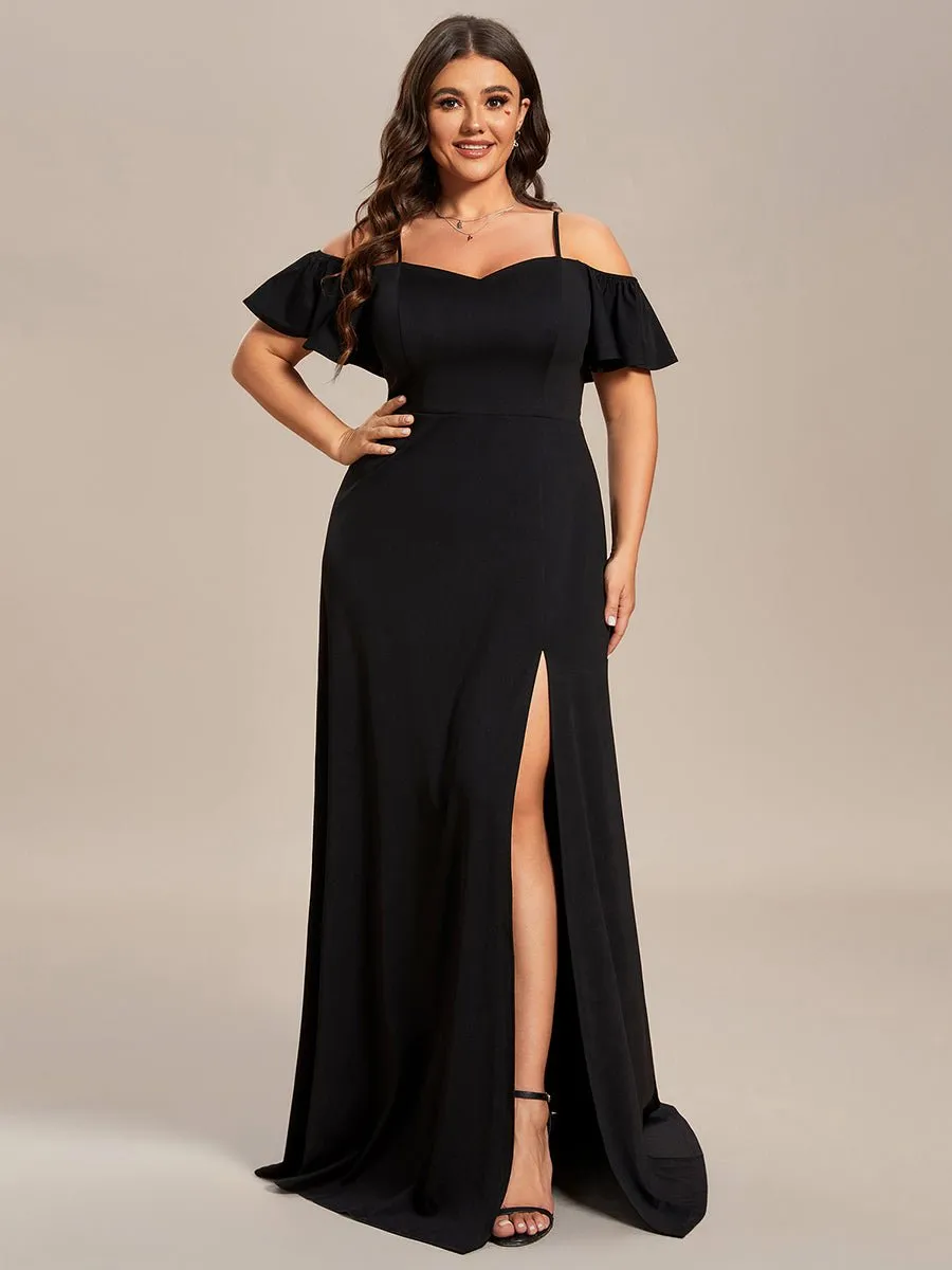 Diamond black drop sleeve ball dress with split s20-22 Express NZ wide