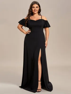 Diamond black drop sleeve ball dress with split s20-22 Express NZ wide