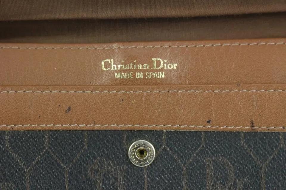 Dior Black x Brown Monogram Trotter Honeycomb Flap Wallet 914da39