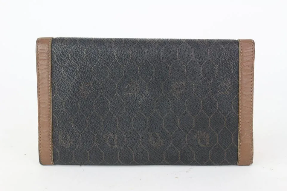 Dior Black x Brown Monogram Trotter Honeycomb Flap Wallet 914da39