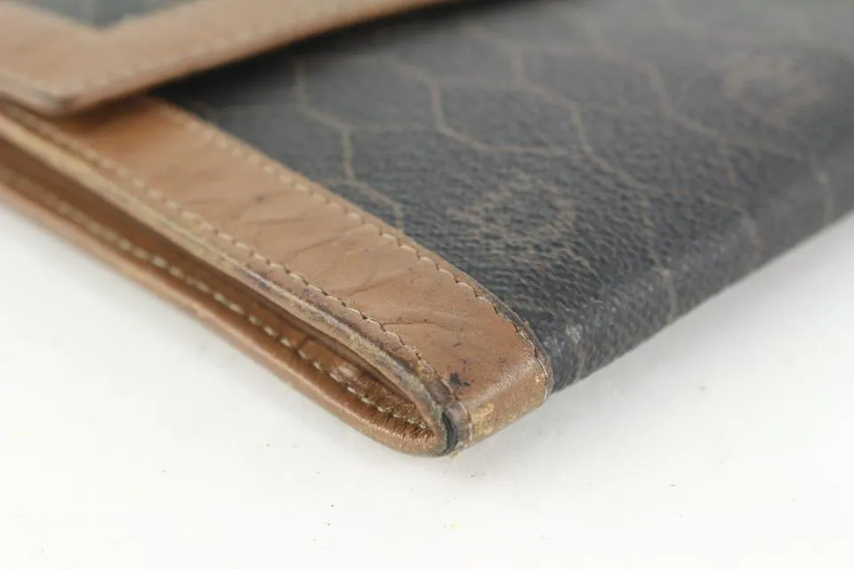 Dior Black x Brown Monogram Trotter Honeycomb Flap Wallet 914da39