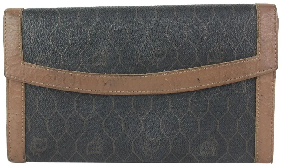 Dior Black x Brown Monogram Trotter Honeycomb Flap Wallet 914da39