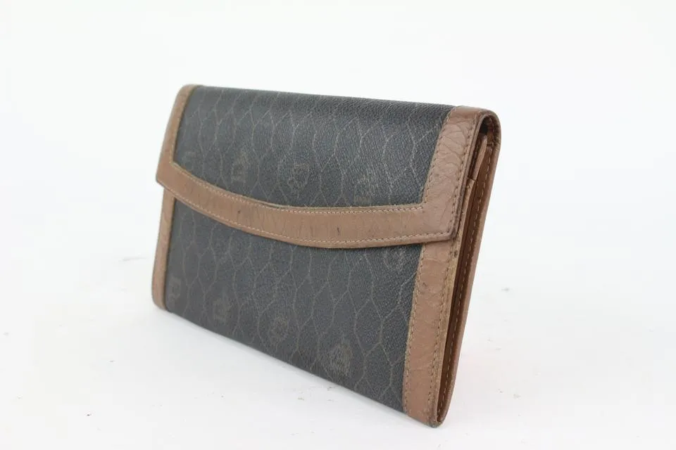 Dior Black x Brown Monogram Trotter Honeycomb Flap Wallet 914da39