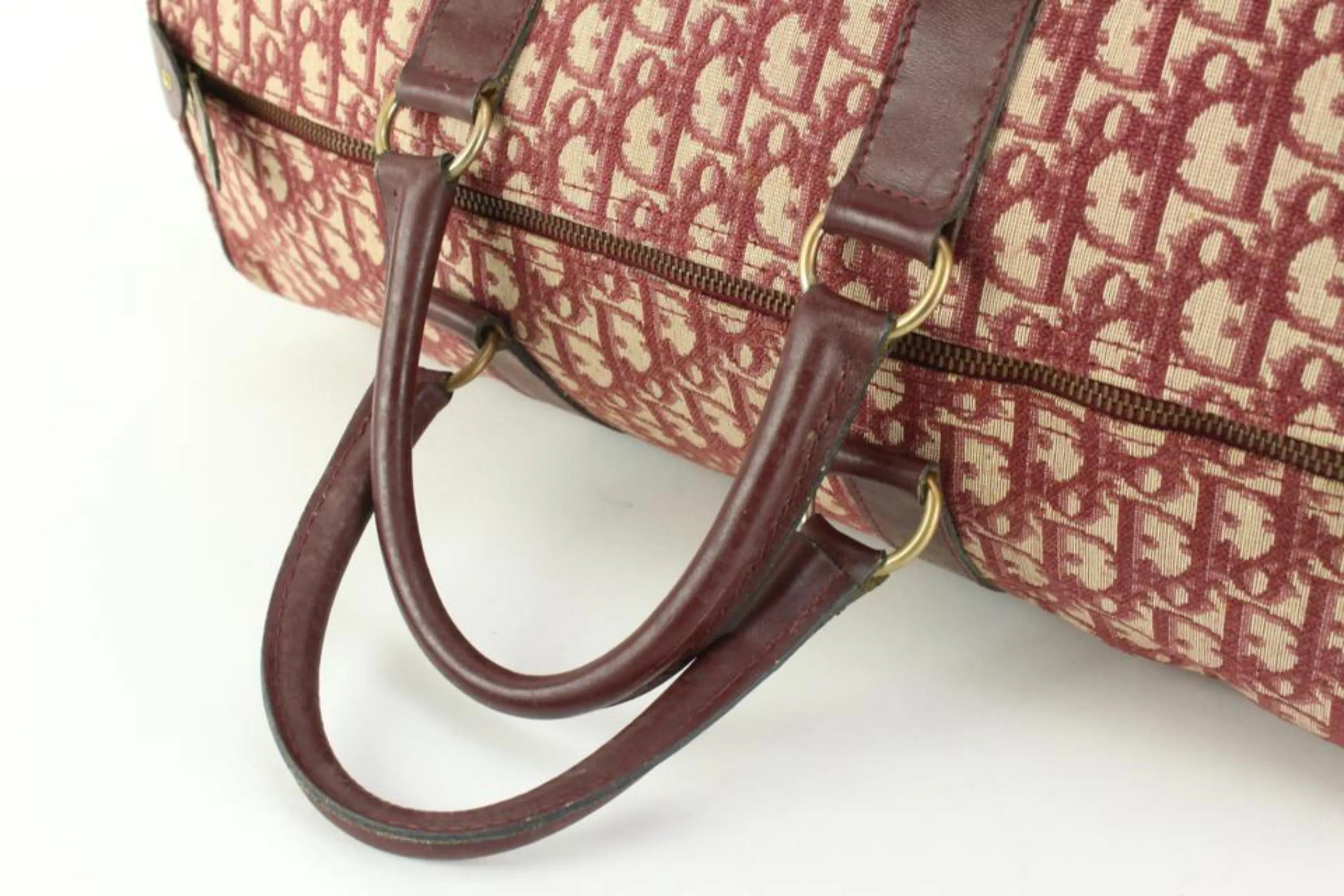 Dior Burgundy Dark Red Monogram Trotter Boston Duffle Bag 64d55s