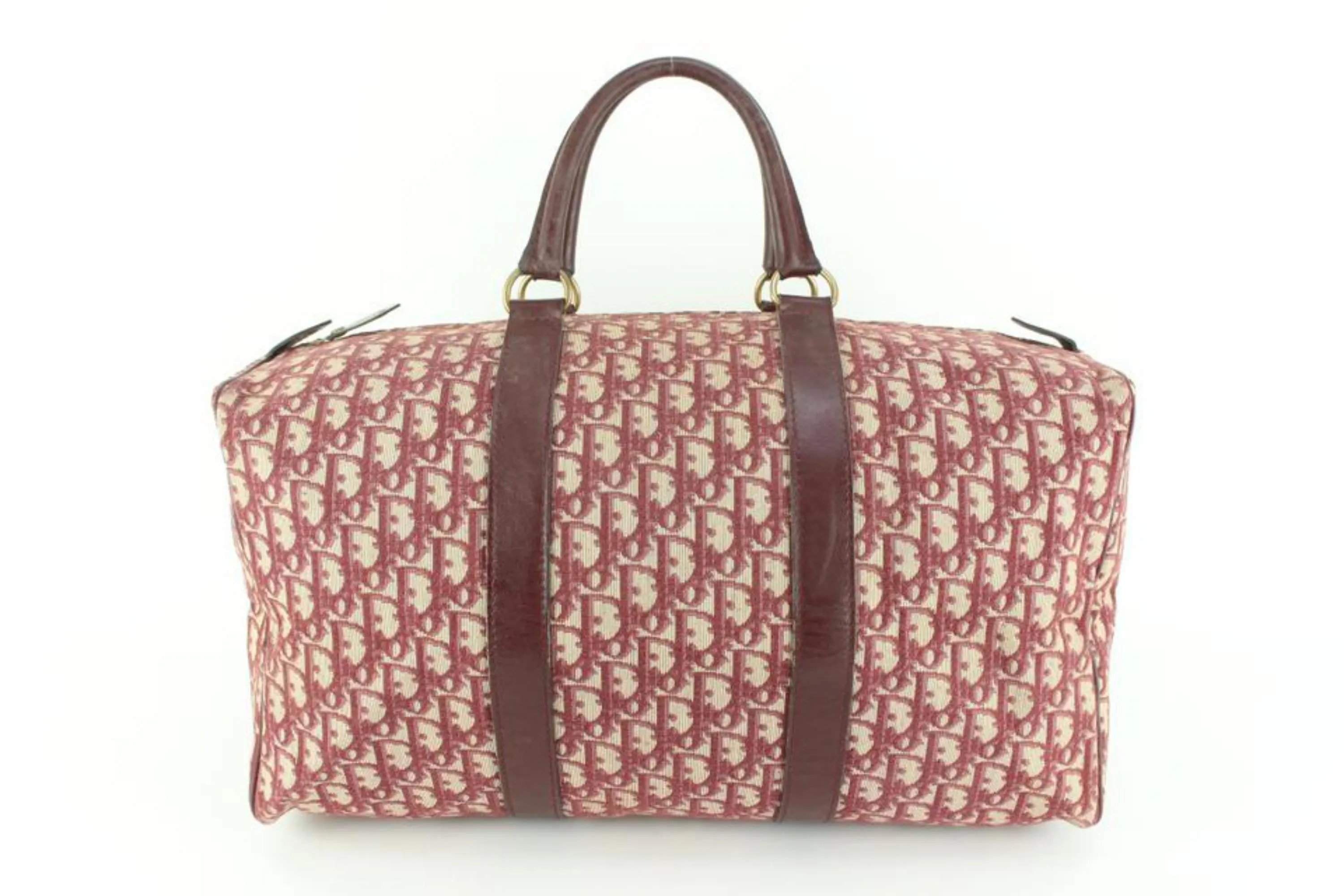 Dior Burgundy Dark Red Monogram Trotter Boston Duffle Bag 64d55s