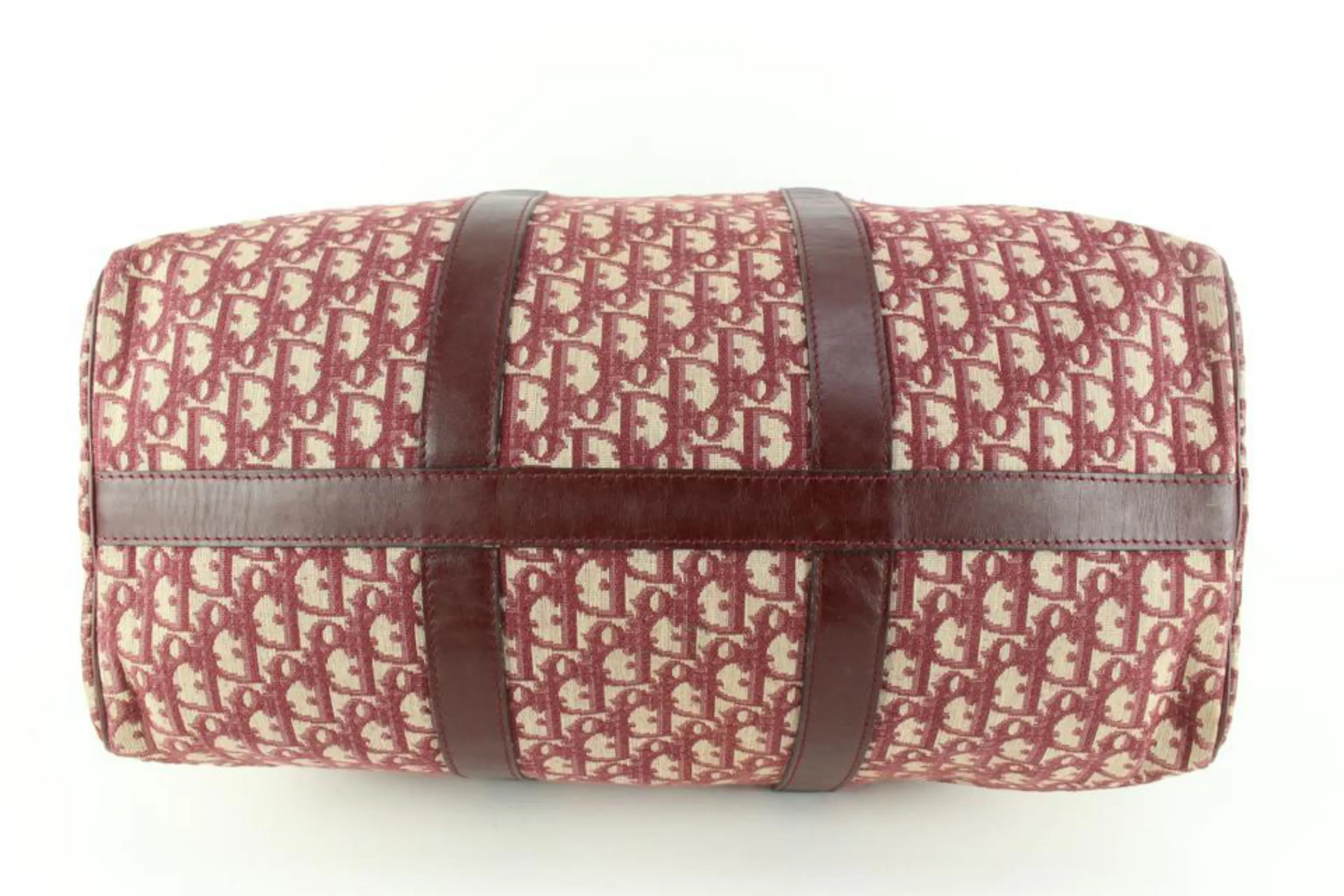 Dior Burgundy Dark Red Monogram Trotter Boston Duffle Bag 64d55s