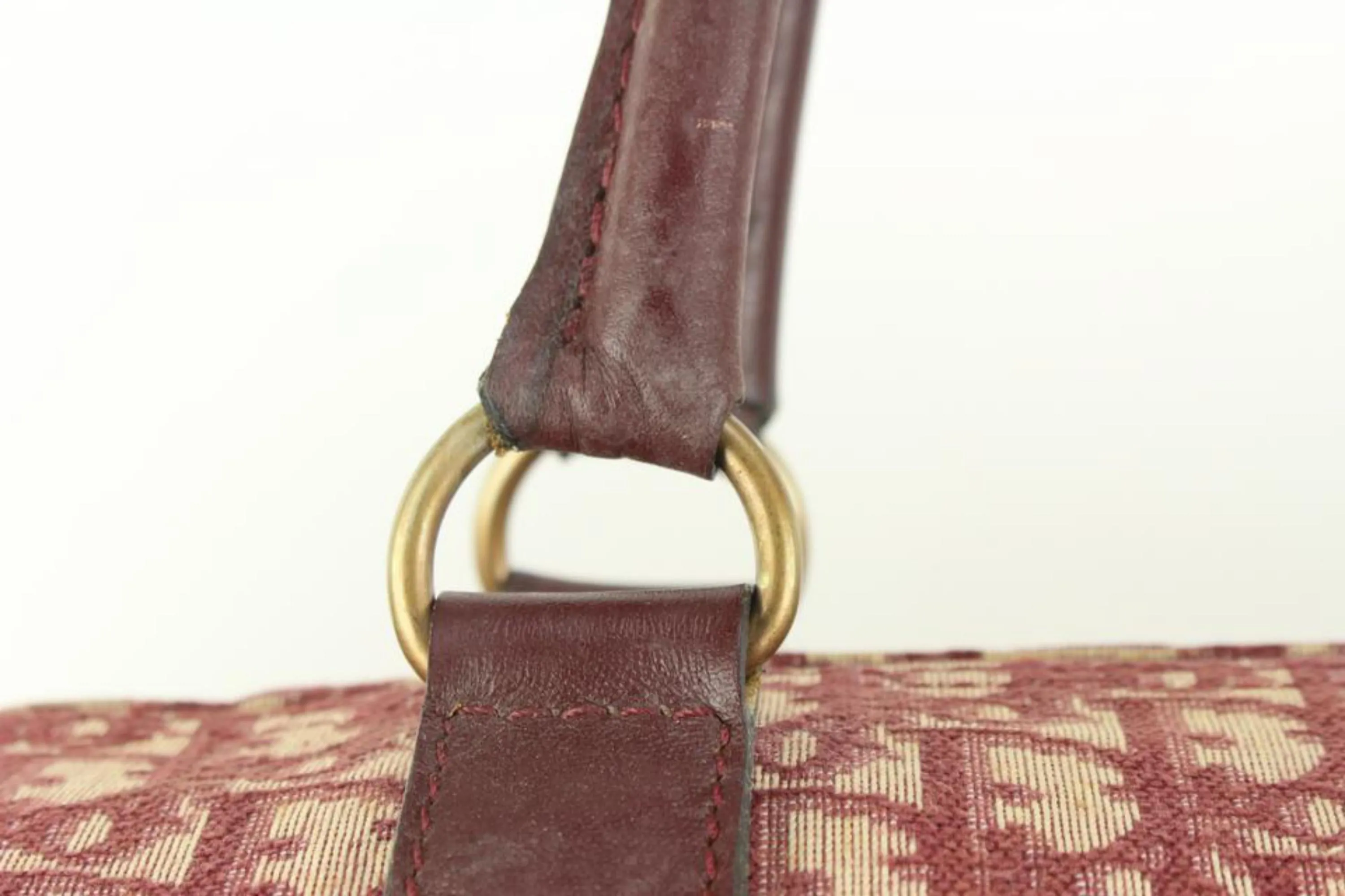 Dior Burgundy Dark Red Monogram Trotter Boston Duffle Bag 64d55s