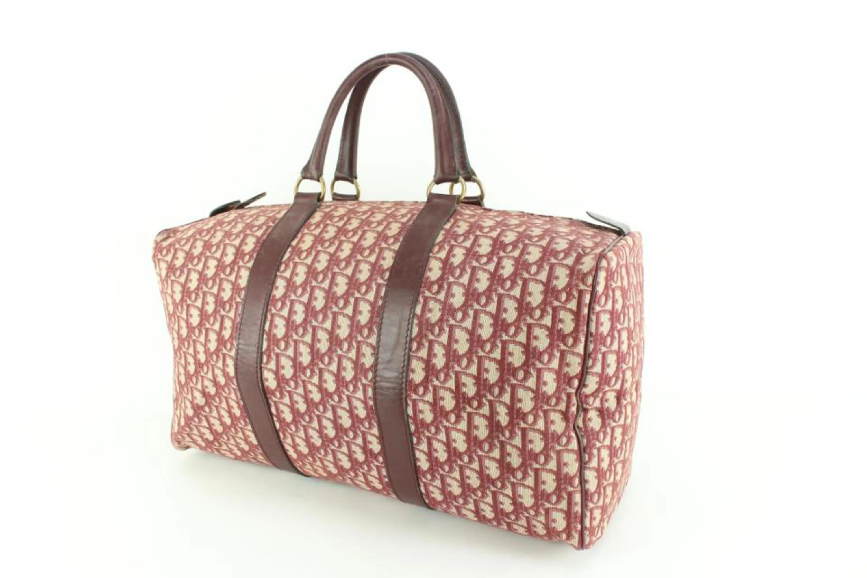 Dior Burgundy Dark Red Monogram Trotter Boston Duffle Bag 64d55s