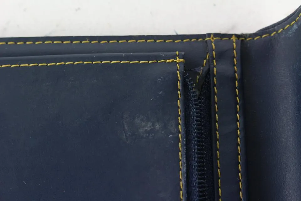 Dior Navy Blue Monogram Trotter Saddle Flap Long Wallet 2DA830